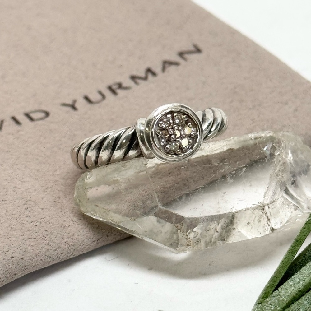 David Yurman .925/18K White Gold Diamond Cable Band Ring